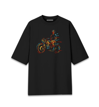 Мужская Хлопковая футболка оверсайз Мотоциклист