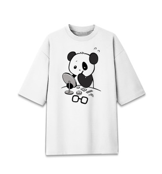 Хлопковая футболка оверсайз Панда красит глаза