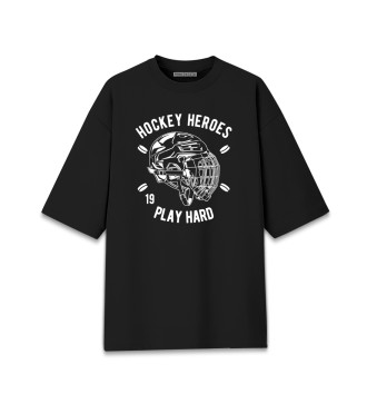 Мужская Хлопковая футболка оверсайз Hockey heroes