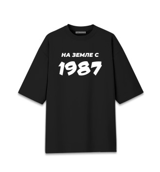 Хлопковая футболка оверсайз НА ЗЕМЛЕ С 1987