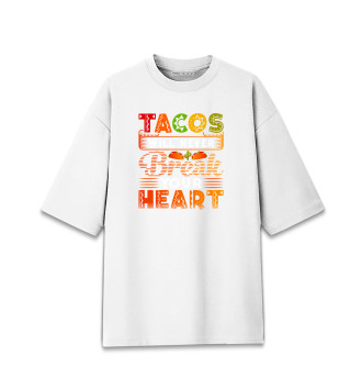 Хлопковая футболка оверсайз Tacos will never break your heart
