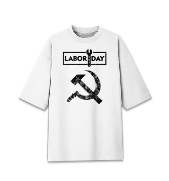 Женская Хлопковая футболка оверсайз День труда