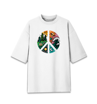 Мужская Хлопковая футболка оверсайз Турист Пацифист