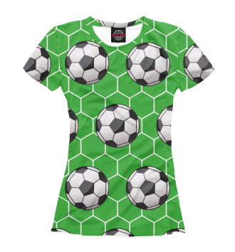 Футболка для девочек Футбольные мячи на зеленом фоне