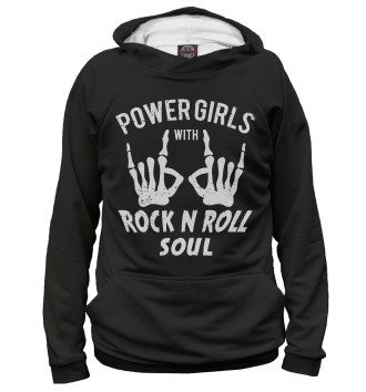 Мужское Худи Power Girls with Rock n Roll