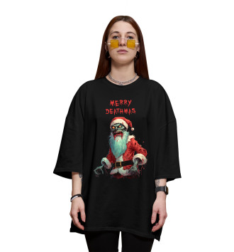 Женская Хлопковая футболка оверсайз Merry Deathmas