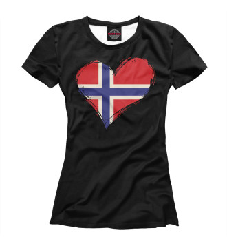 Футболка для девочек Сердце Норвегии (флаг)