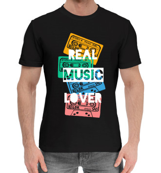 Мужская Хлопковая футболка Real music lover