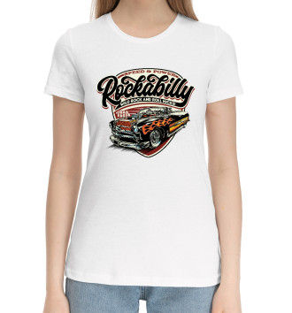 Женская Хлопковая футболка Rockabilly Car