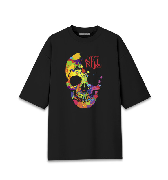 Женская Хлопковая футболка оверсайз Color skull