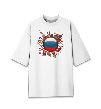 Мужская Хлопковая футболка оверсайз Глобус России