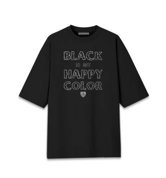 Женская Хлопковая футболка оверсайз Black is my happy color