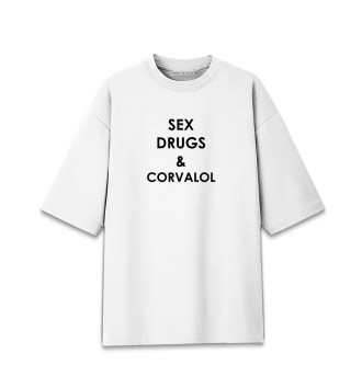 Мужская Хлопковая футболка оверсайз Sex drugs