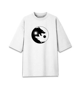 Хлопковая футболка оверсайз Волки (Инь-Янь)