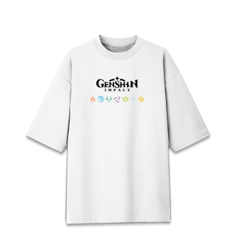 Хлопковая футболка оверсайз Genshin Impact, Elements