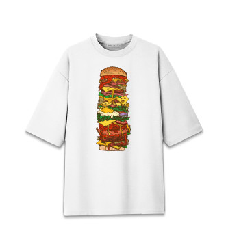Мужская Хлопковая футболка оверсайз Большой гамбургер