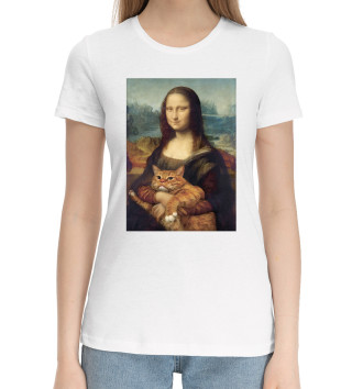 Хлопковая футболка Мона Лиза и толстый кот