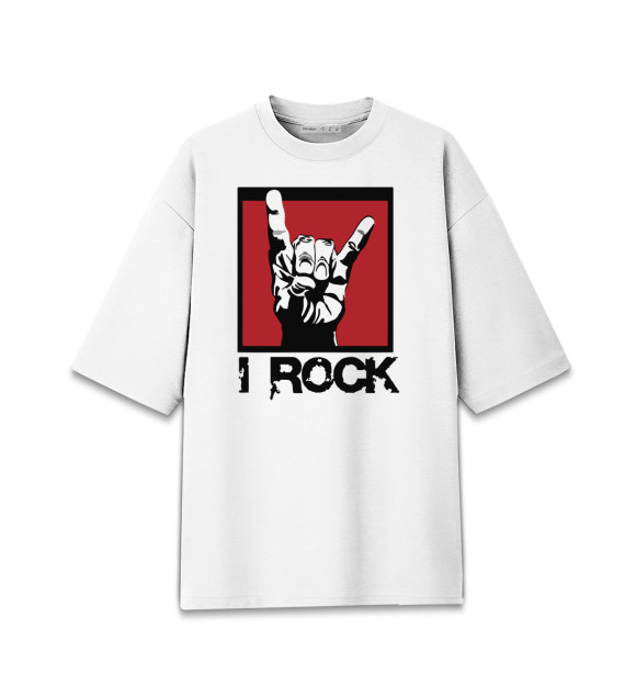 Женская Хлопковая футболка оверсайз I rock
