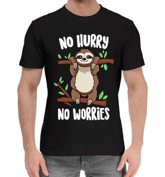 Хлопковая футболка No hurry, no worries