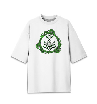 Женская Хлопковая футболка оверсайз Молот тора и вороны