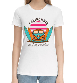Хлопковая футболка Калифорния. Рай для серфера