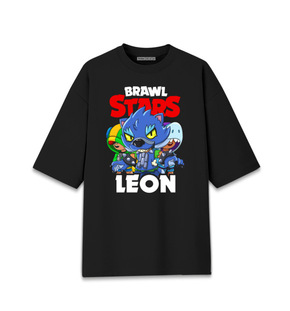 Женская Хлопковая футболка оверсайз Brawl Stars, Leon