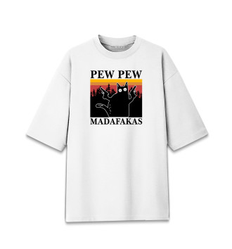 Мужская Хлопковая футболка оверсайз Madafakas! PEW PEW