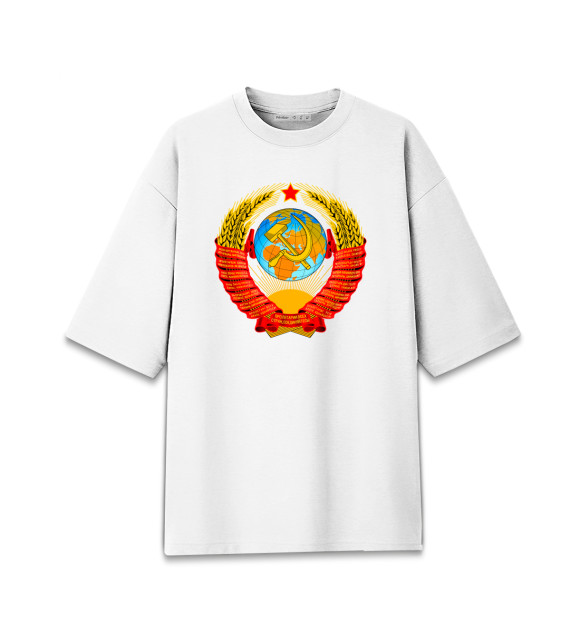 Женская Хлопковая футболка оверсайз Герб СССР