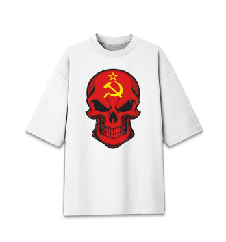 Женская Хлопковая футболка оверсайз Череп - СССР