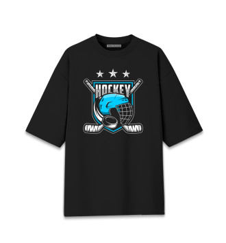 Женская Хлопковая футболка оверсайз Hockey