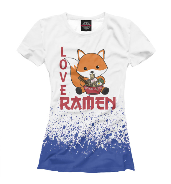 Женская Футболка Love Ramen Cute Fox
