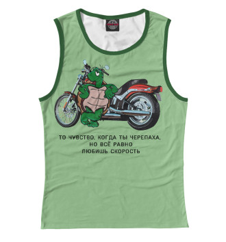 Майка для девочек Черепаха с мотоциклом
