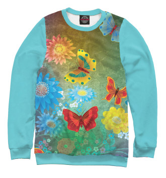 Свитшот для девочек Цветочные мечты с бабочками.