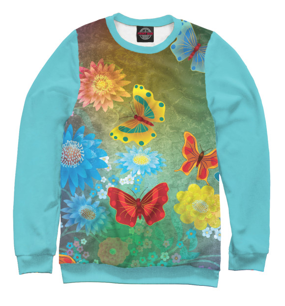 Свитшот Цветочные мечты с бабочками. для мальчиков 