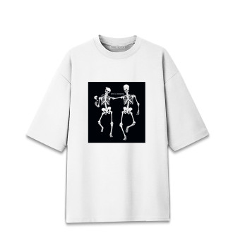 Женская Хлопковая футболка оверсайз Любовь скелетов