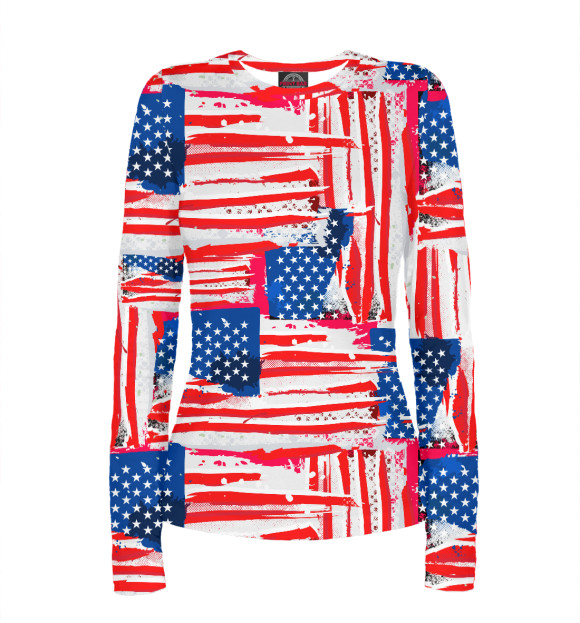 Женский Лонгслив Флаг США Американский стиль