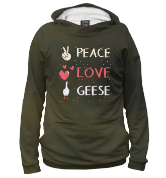 Мужское Худи Peace Love Geese
