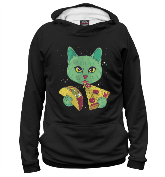 Женское Худи Cat Eating Pizza and Taco
