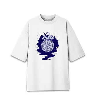 Женская Хлопковая футболка оверсайз Рунический компас Вегвизир
