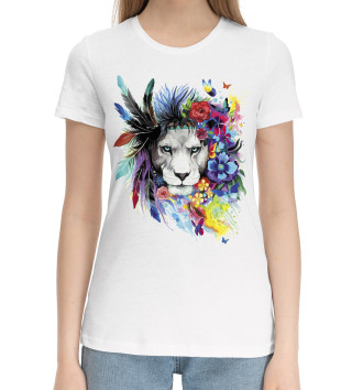 Женская Хлопковая футболка Color lion