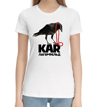 Женская Хлопковая футболка Карл Лагерфельд
