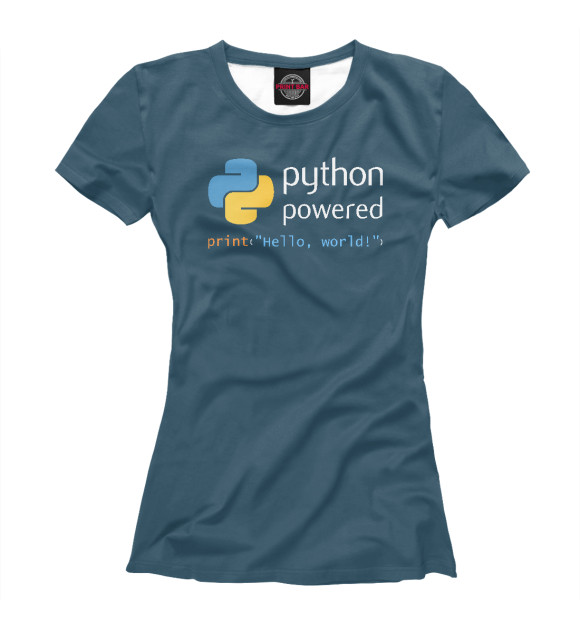 Женская Футболка Python Powered Print Hello