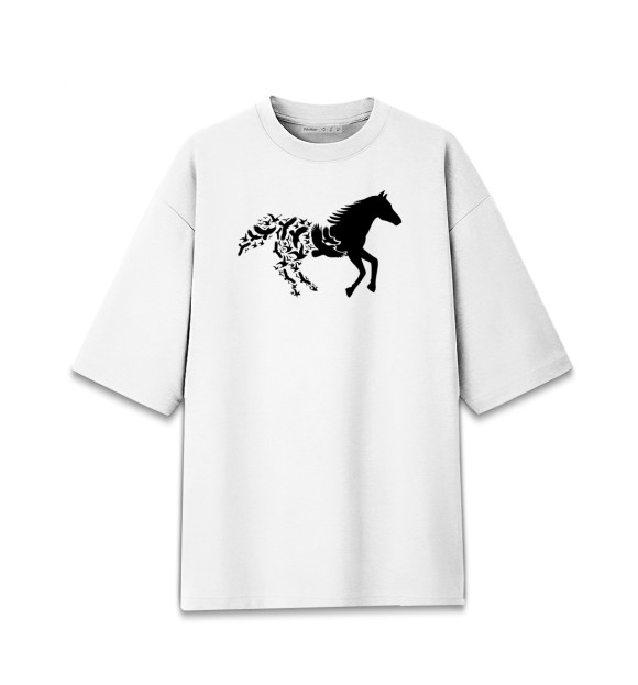Женская Хлопковая футболка оверсайз Лошадь