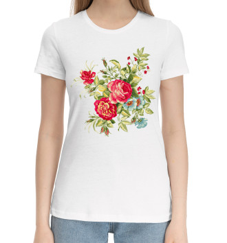 Женская Хлопковая футболка Садовые цветы