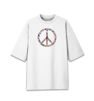 Хлопковая футболка оверсайз Знак мира