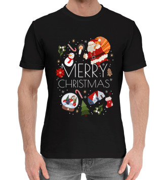 Мужская Хлопковая футболка Merry Christmas