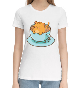 Хлопковая футболка Cup of cat
