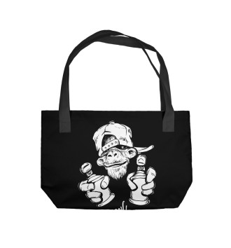 Пляжная сумка Граффити обезьяна в кепке