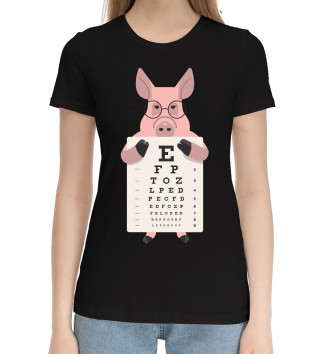 Женская Хлопковая футболка Свин