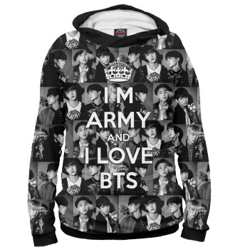 Худи для девочек I am army and I lover BTS